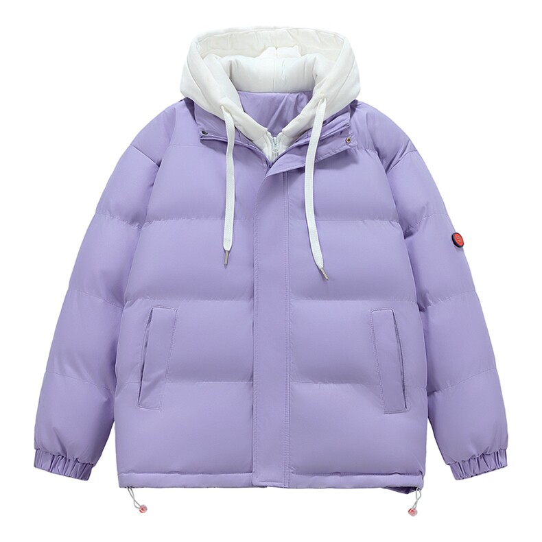 冬季连帽假两件小标保暖防风棉衣面包服外套男女同款XY2273-P65,男装棉衣,星座717