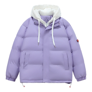 冬季连帽假两件小标保暖防风棉衣面包服外套男女同款XY2273-P65图片