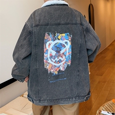 潮牌秋季牛仔外套男工装夹克大码宽松冬季加绒衣服JK886-P100，男装棉衣，星座1103-3