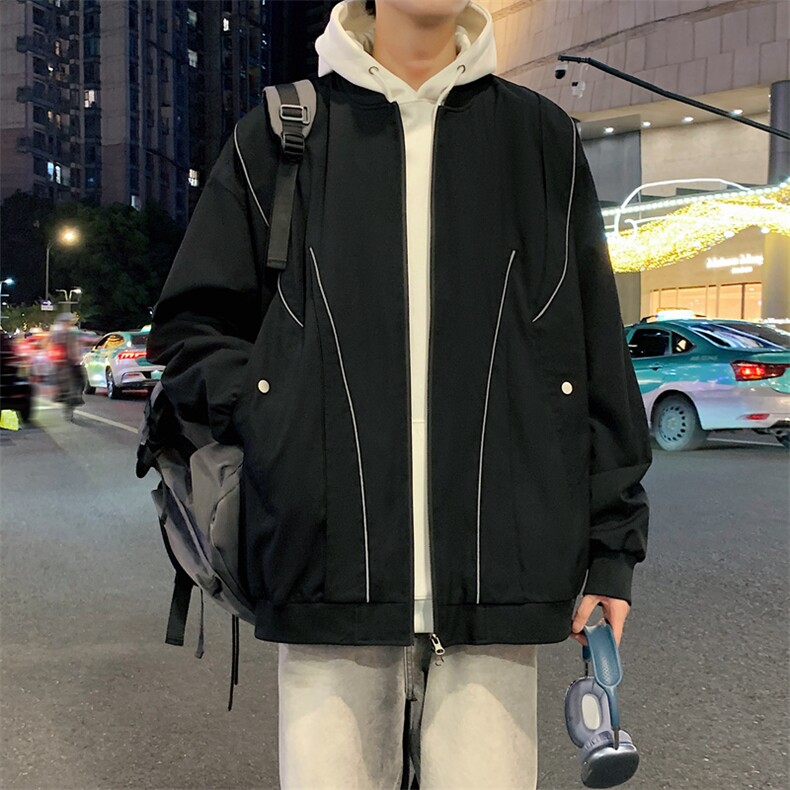 春季新款港风夜景纯色冲锋衣宽松大码夹克男A157B-J238-特P55,男装夹克,电商A157B