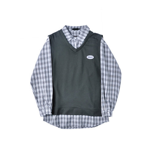 卫衣男潮牌假两件ins格子外套韩版宽松港风套头女衣服WY3310-p40,女装短外套,星座1008-2