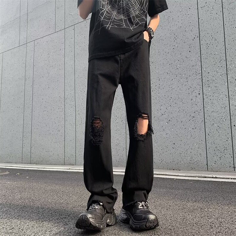 欧美高街vibe裤子街头牛仔裤男夏季直筒宽松破洞乞丐裤62288-p40,男装牛仔裤,星座1008