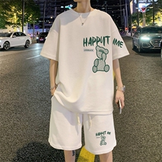 ！定制面料2024夏季新款男士华夫格短袖T恤套装情侣HTZ70P50，男装T恤，电商B220