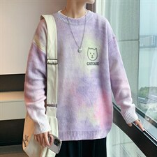 2023秋冬新款男士轧染圆领卫衣潮牌百搭针织衫毛线衣M316P65控78，男装针织衫/毛衣，电商B220