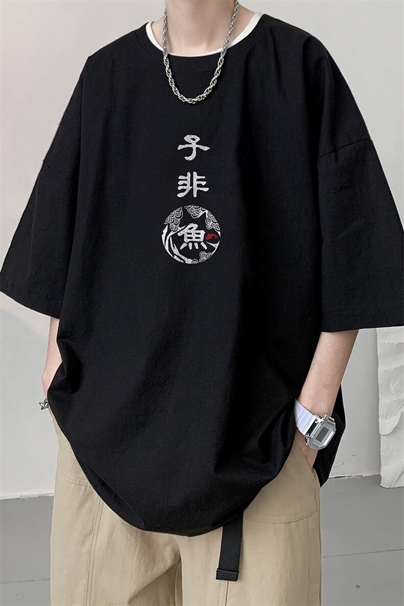 亚麻冰丝短袖t恤男大码棉麻五分袖YT26070-P30,男装T恤,电商A040