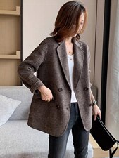 2021秋冬新款时尚简约西装口贴标休闲简约百搭百分百羊毛双面，女装西装，L·H·X