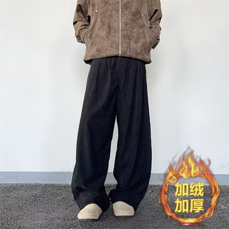 加绒加厚灯芯绒休闲裤男韩版潮流坠感阔腿拖地长裤K0871-P48,男装卫衣,星座308B-2