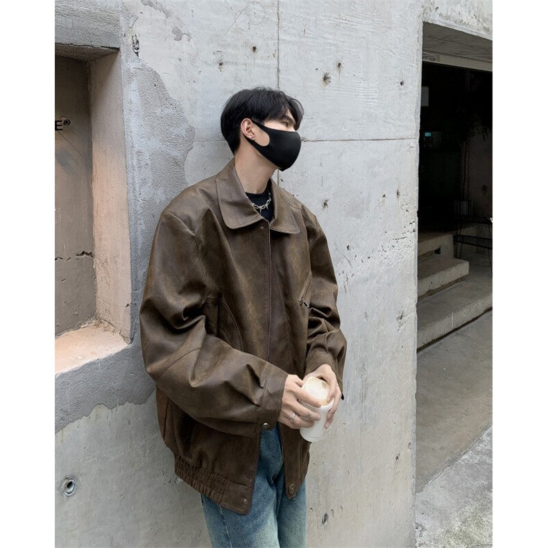 DHY135-P88秋冬百搭2023男韩系潮流重磅痞帅皮衣夹克外套男装,男装皮衣,星座603-2