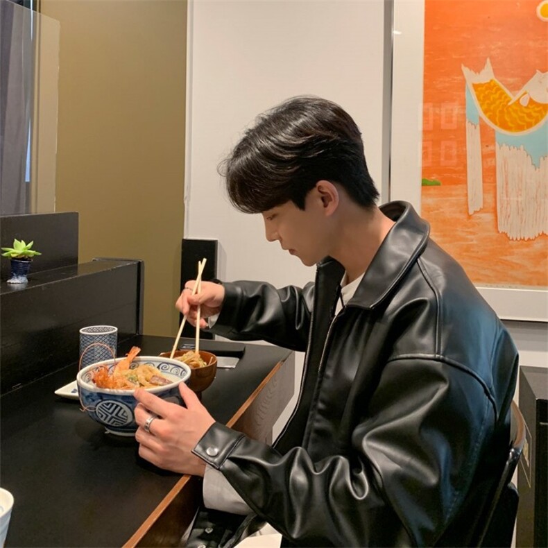 816B-PY016-P105韩风男士宽松连帽皮夹克黑色痞帅皮衣，男装皮衣，星座816B