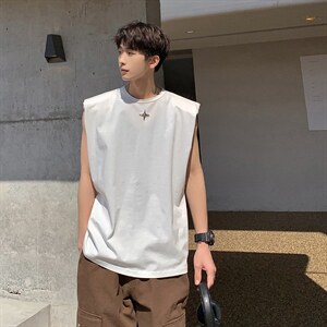 1美式港风四角星设计潮流背心大码M-5XL休闲背心男BX8764P25控39图片