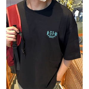 美式潮牌刺绣短袖t恤男女纯棉体恤衫T恤简约百搭 T204图片