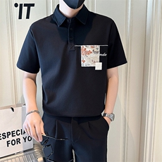 店主风社会小伙男士刺绣贴补POLO衫男保罗衫301A-1/PL119/P58，男装Polo衫，星座301A-1