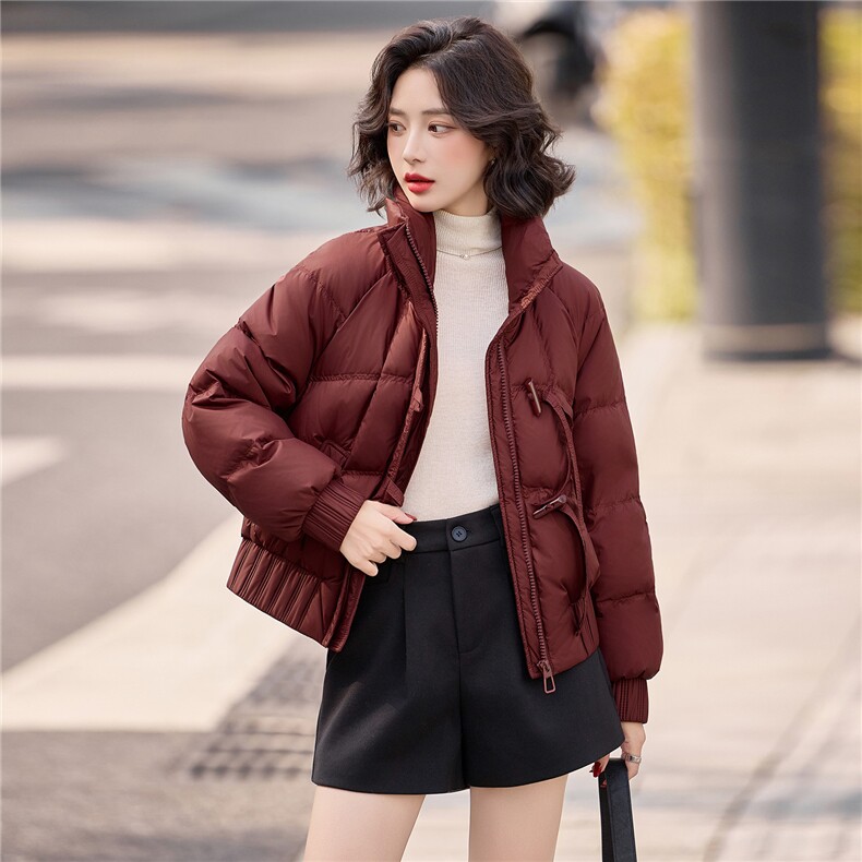 2025年冬季保暖休闲风无帽羽绒厚款,女装羽绒服,红依一坊