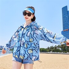 防晒衣女2025新款夏季宽松花色薄款透气户外旅游小个子防晒服外套，女装防晒衣，帛香坊