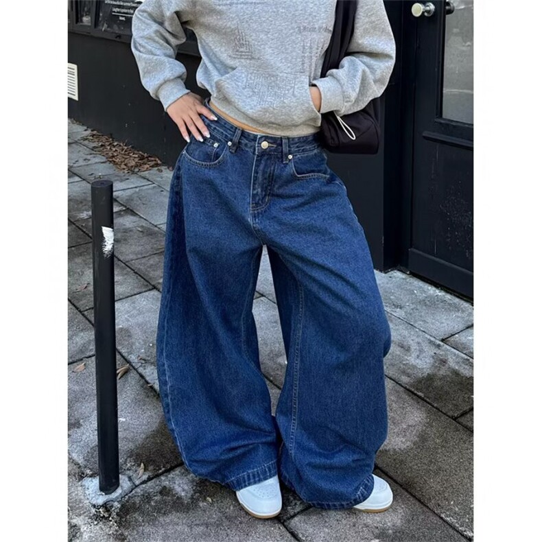 原牛复古做旧牛仔弯刀裤日系简约慵懒阔腿裤1001-1-NK1524-P48，男装休闲裤，星座1001-1