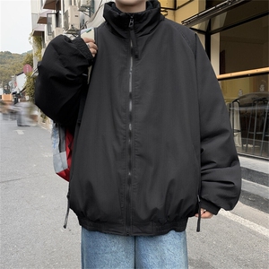 冬季立领棉衣男士日系复古美拉德咖啡色加棉加厚保暖宽松棉服外套图片