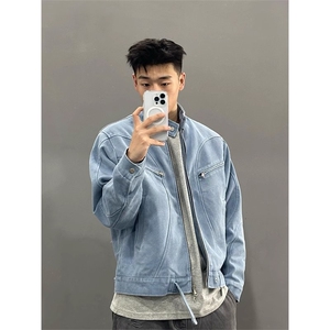 706-1-JK919-P65  特P  秋季男士立领哈灵顿夹克休闲冰川蓝外套图片