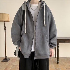 600克麂皮绒重磅加绒加厚外套开衫拉链连帽卫衣B219A-LK001-特50图片