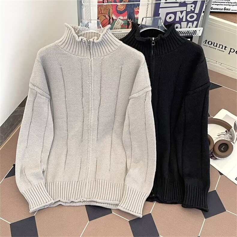 立领针织开衫男款秋冬季vintage潮针织衫 M5687 P53图片