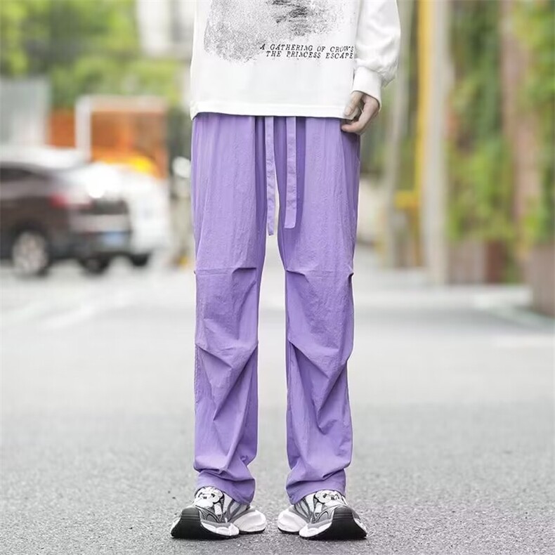 多巴胺紫色速干裤子男夏季薄款防水机能美式休闲裤A946P42,男装休闲裤,星座1116-2