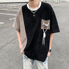 男士短袖t恤夏季2024新款潮流撞色五分袖潮牌小众设计感上衣，男装T恤，星座1013