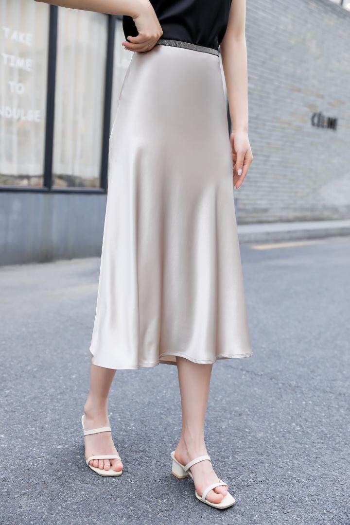 夏季新款半裙进口醋酸面料，女装半身裙，蘑菇扣