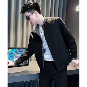 格子外套男款假两件夹克休闲男装上衣2025新款春秋外套 JG1633图片