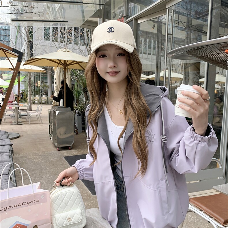 双面穿休闲外套女春秋季少女夹克新款初高中生学院风上衣,女装卫衣/绒衫,网红馆