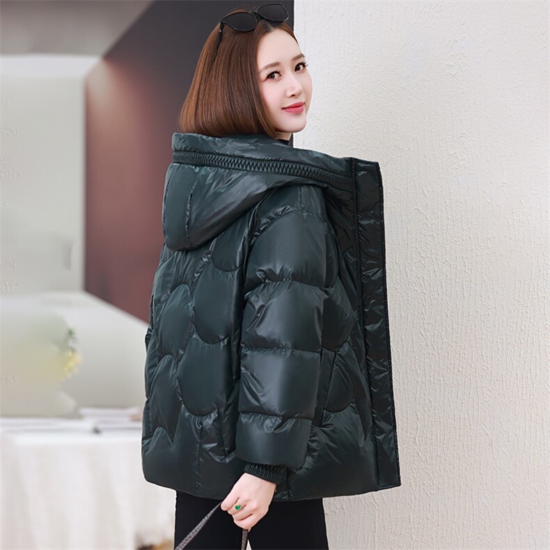时尚连帽加厚保暖羽绒服女2024冬新款洋气妈妈休闲宽松白鸭绒外套,女装棉衣/棉服,婷思杰（原婷想服饰）