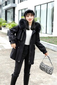 大毛领连帽派克服图片