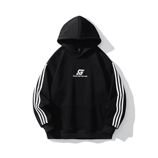 白底连帽刺绣LOGO字母设计袖子三杠织带设计卫衣男WY77737P58控78，男装卫衣，星座226-1