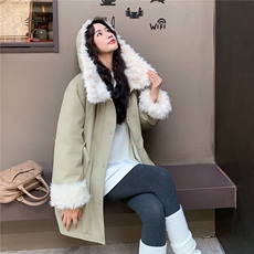 冬装新款韩版连帽羊羔毛90绒风衣羽绒服2156P320K488，女装羽绒服，2C219