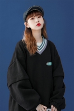 秋季中性潮流情侣印花彩色个性螺纹休闲套头卫衣B252P55控68，男装卫衣，A247A