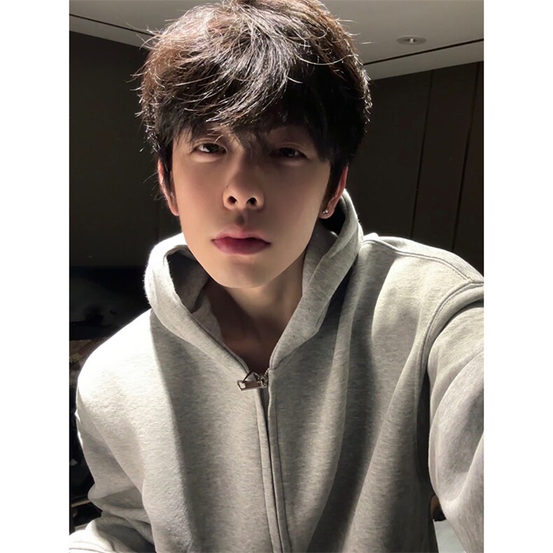 抖音得物高品质二开350克秋冬双头双拉链卫衣开衫外套W74，男装卫衣，电商A486-1