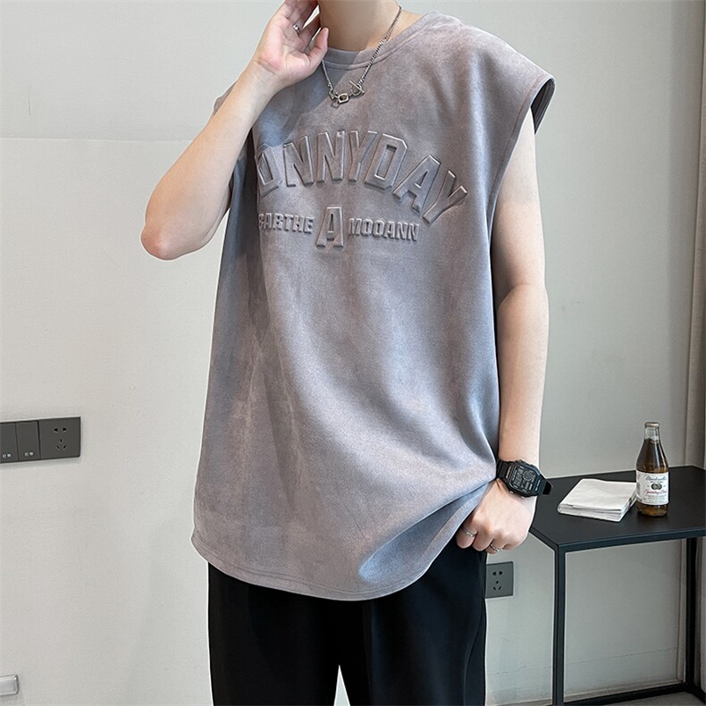 夏季字母背心潮流宽松T恤休闲上衣A071-T03-P30,男装背心/马甲,电商A071