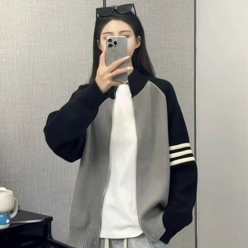 开衫毛衣男春秋季2025潮牌立领撞色针织外套男生休闲毛线衣服冬装,男装针织衫/毛衣,星座218-8
