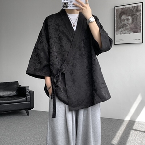 风提花开衫道袍七分袖汉服大码中式禅服冰丝和服外套DP1101/P58图片