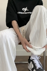 条纹肌理感裤子男春秋季高级感宽松直筒大码潮流百搭垂感休闲裤子，男装休闲裤，电商A022
