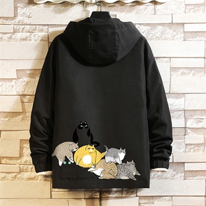 JK65155-P45 连帽夹克男大码胖子棒球服上衣外套 砖墙挂拍图片