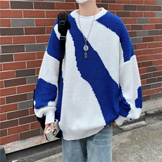 秋季拼色长袖休闲针织衫男2023新款韩版潮流圆领套头毛衣M684-P40，男装针织衫/毛衣，星座512-2