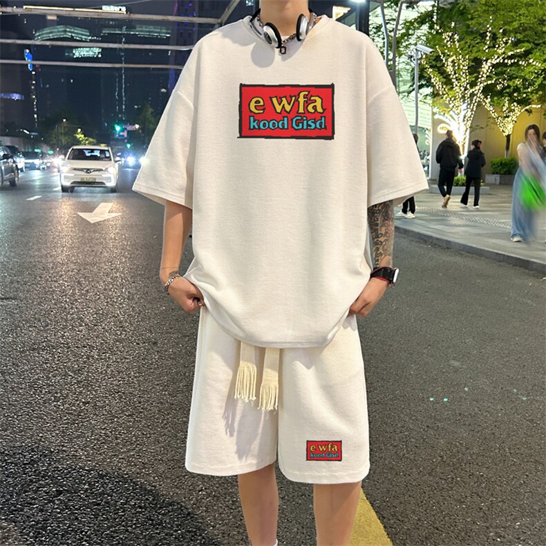 套装！华夫格套装短袖T恤短裤男TZ238-特P38,男装牛仔裤,电商B367