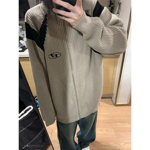 潮牌美式高街oversize开衫毛衣男女慵懒风复古针织衫上衣 MU05图片