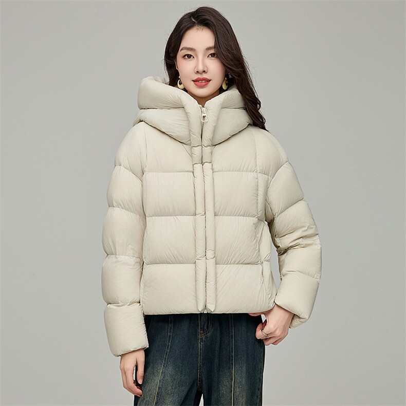 泡芙羽绒服女短款2024冬季新款宽松休闲90白鸭绒加厚黑色外套,女装羽绒服,阿舍尔精品