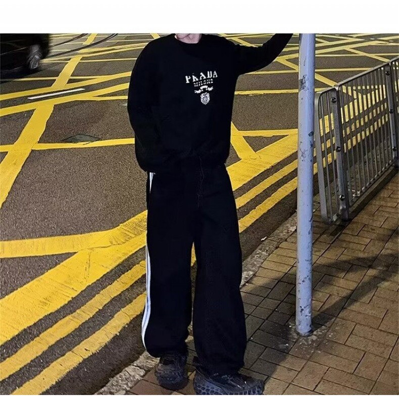 DA08-P52美式街头水洗做旧牛仔裤男春秋直筒宽松百搭高街长裤潮图片