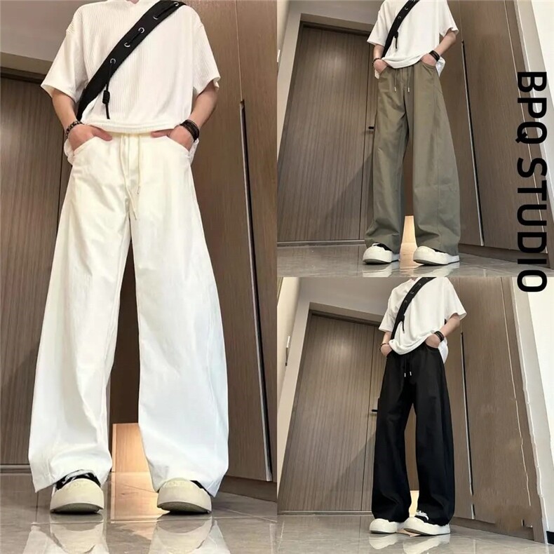 1506-1/KK4461/P40美式斜切休闲裤子男冬季潮牌高街弯刀阔腿长裤图片