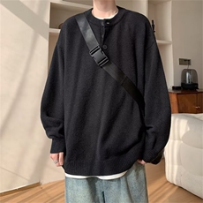 【有货】DGT6-P63高质量亨利领纽扣毛衣男款冬季宽松百搭针织上衣，男装针织衫/毛衣，星座603-2