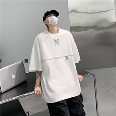夏季小众金属印花垫肩T恤拉链设计感短袖高级宽松上衣TX06，男装T恤，星座1116A-1（原606A）