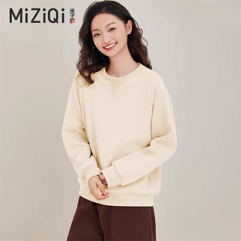 2025年秋季时尚百搭通勤简约休闲圆领毛圈带兜卫衣，女装卫衣/绒衫，湘姗