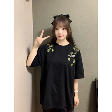 万针全刺绣工艺抖音得物高品质260克重磅纯棉双纱美式高街短袖T恤，男装T恤，电商A486