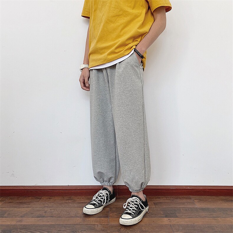 简约薄款时尚纯色休闲长裤男束脚直筒阔腿灯笼裤男DS752T,男装休闲裤,电商A102